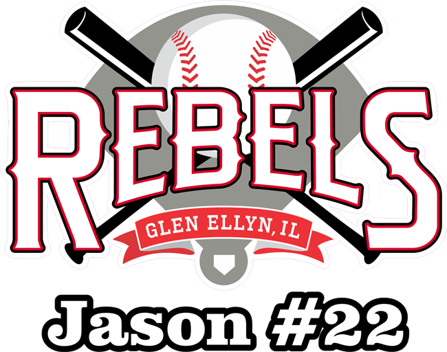 Glen Ellyn Rebels Baseball Custom Car Window Stickers