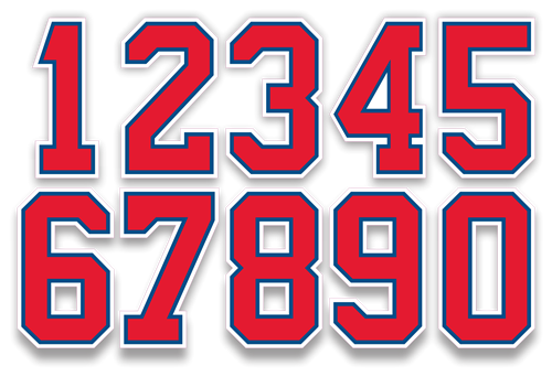 Wisconsin Jr Stars Ice Hockey  Helmet Number Sheets - 0-9 full Team Colors