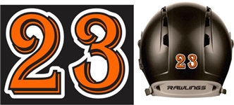 Baseball & Softball Batting Helmet Number Sheets - 0-9 full Team Colors, look like the Pros