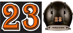 Baseball & Softball Batting Helmet Number Sheets - 0-9 full Team Colors, look like the Pros