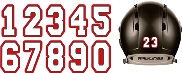 Baseball | Fastpitch Softball Batting Helmet Number Sheets - 0-9 full Team Colors, look like the Pros