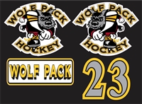 Hoffman Wolfpack Hockey Club Side Helmet decals + Number
