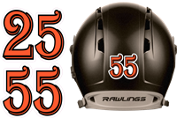 Knights Nation Baseball & Softball Batting Helmet Number Sheets - 0-9 full Team Colors, look like the Pros