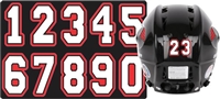 Custom Manchester Flames Hockey Helmet Number Sheets - 0-9 full Team Colors