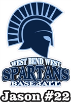 West Bend West Spartans Baseball Custom Stickers for Car Windows