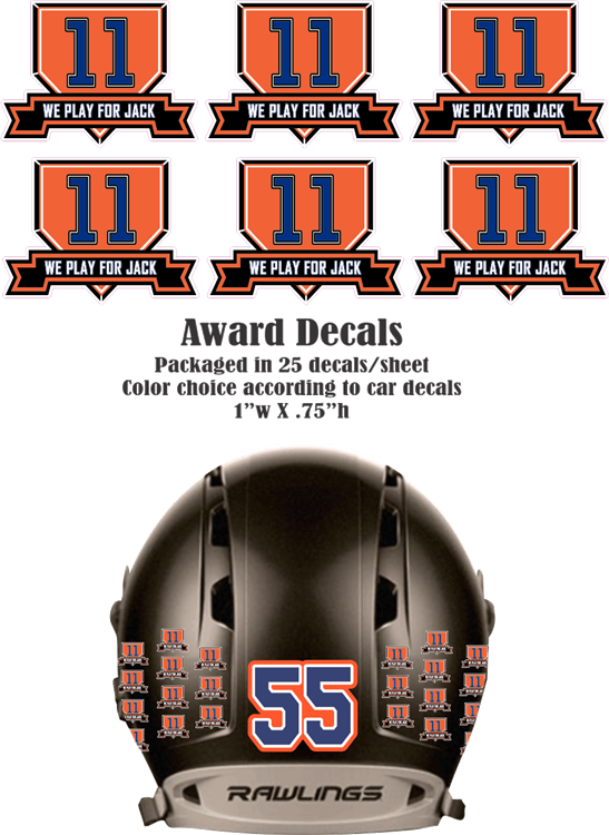 Helmet Award Stickers Sports Helmet Decal Bones Softball Baseball 